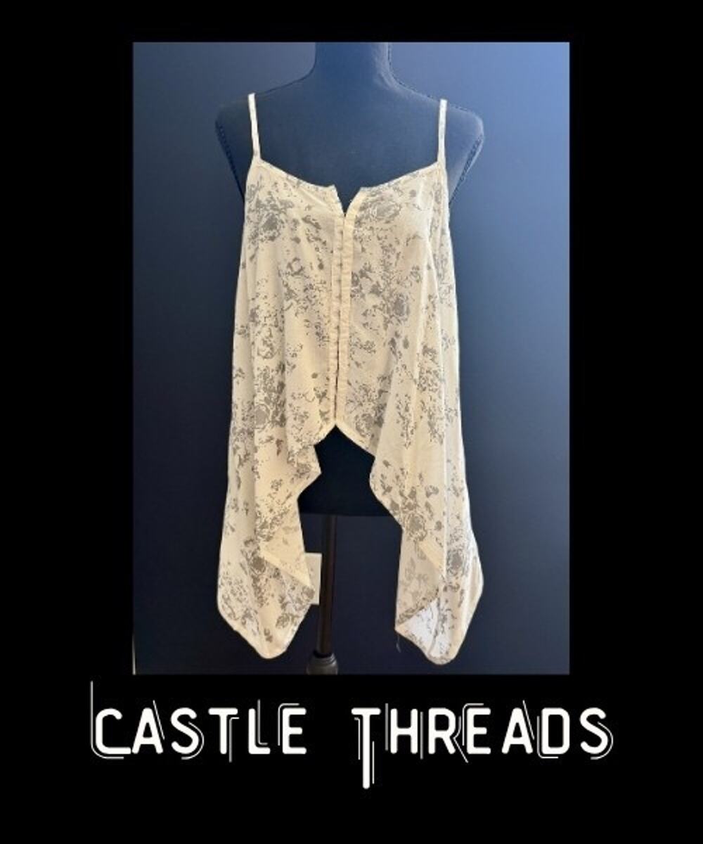 Women Stylestalker Cream & Grey Floral Print Summer Top Sleeveless Size 2US